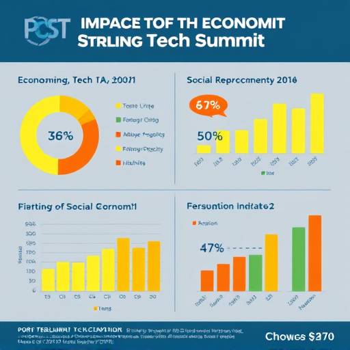 Visual data representation of the economic and social impact of the Port Sterling Tech Summit, featuring charts and key performance indicators.